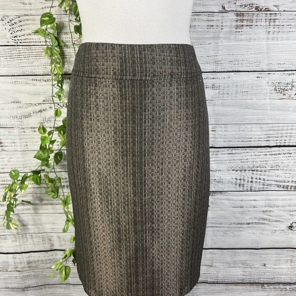 Jones Studio Skirt size 8 Gold Copper Tweed Pencil Knee Career Professional Slim - Picture 2 of 10